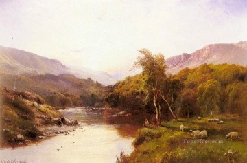 ブルック川の流れ Painting - タイン・イ・グロース ゴールデンバレーの風景 アルフレッド・デ・ブリアンスキー・シニアストリーム